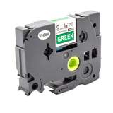 TZe Laminated Label Tape, White on Green, 0.35in x 26.2ft, for Use with P-Touch Label Makers redirect to product page