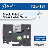 1/2in x 26.2ft (12mm x 8m) Black on Clear Standard Adhesive Laminated Tape redirect to product page