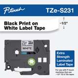Laminated Tape, Black on White Extra-Strength Adhesive, 1/2in x 26.2ft (12mm x 8m) redirect to product page