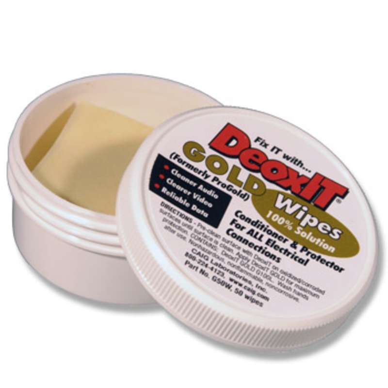 DeoxIT® Gold Contact Cleaner, Enhancer, and Protector Wipes, 50 Count