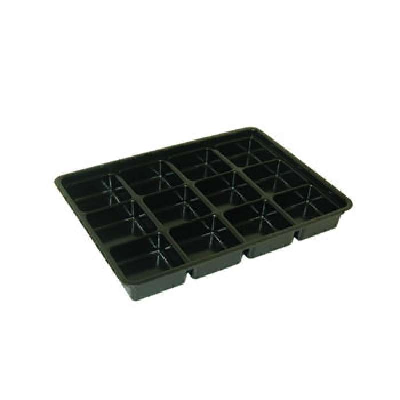 Conductive Plastic Kitting Tray with 12 Compartments, 14 x 10 x 1-3/4"