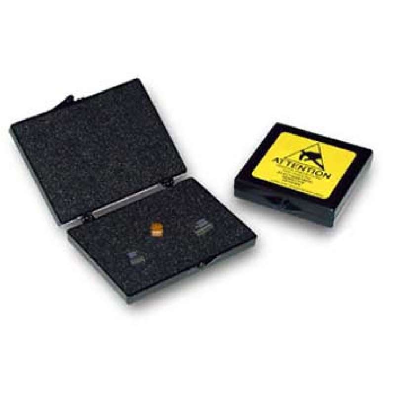 PillowStat™ Hinged Conductive Plastic Box with Black Conductive Foam, 2 x 2 x 1/4"