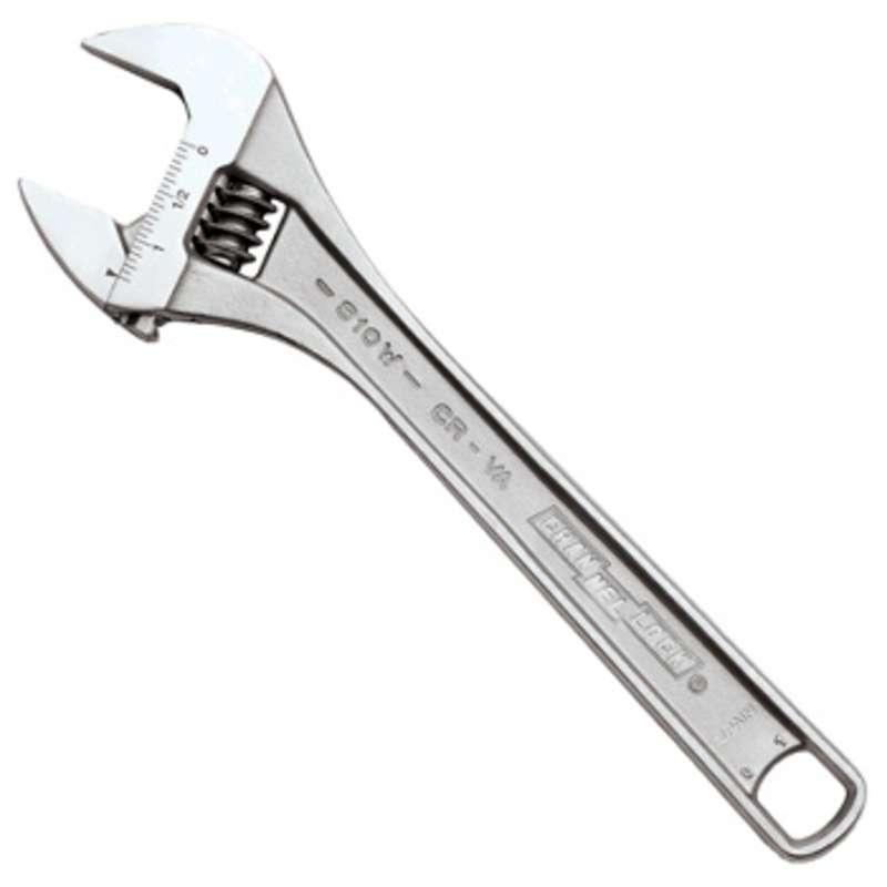 Chrome Finish Adjustable Wrench, 12"