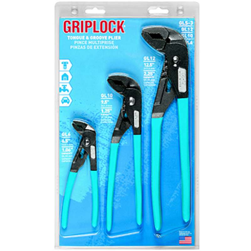 Griplock Tongue and Groove Plier Set, 3 Pieces