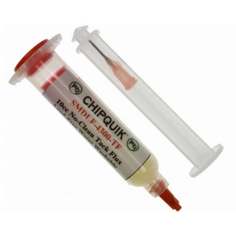 SMD Tack Flux No-Clean Water Washable 10cc Syringe with Plunger and Tip