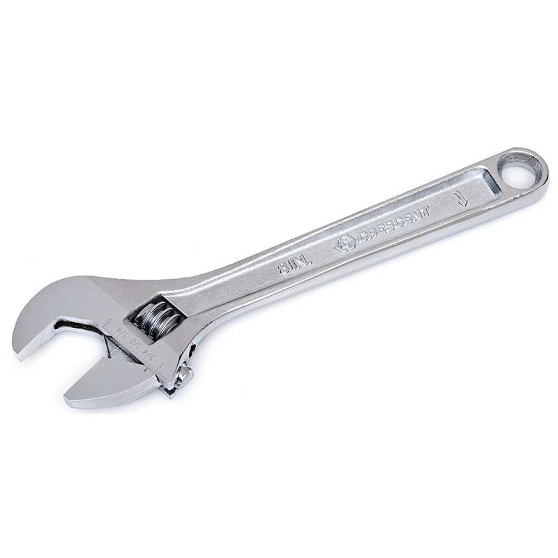 Adjustable Wrench, 8", Chrome-Plated
