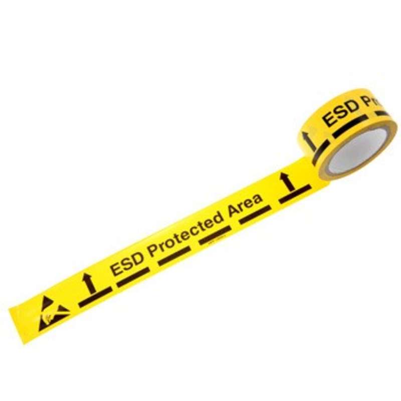 Dadas™ Yellow and Black 5mil Vinyl Aisle Tape with ESD Symbols, 2" x 36 Yards