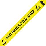 Heavy Duty Yellow and Black 34 mil Vinyl Aisle Tape with ESD Logos, 3" x 50' redirect to product page