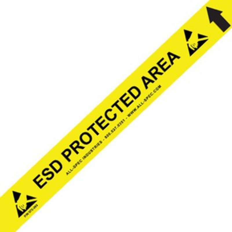 Heavy Duty Yellow and Black 34 mil Vinyl Aisle Tape with ESD Logos, 2" x 50'