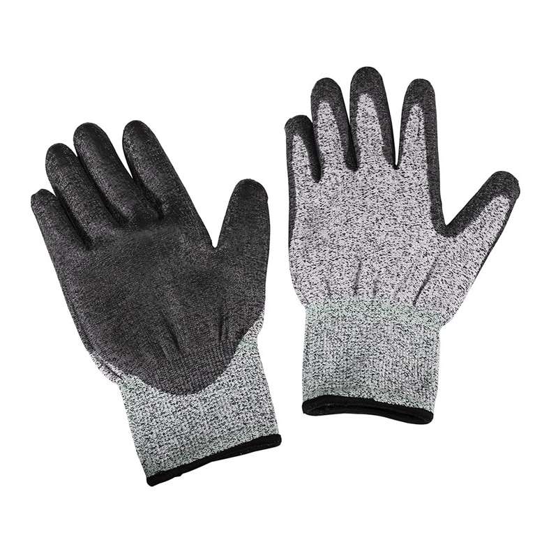 Pair of gloves, black palm, white black speckled
