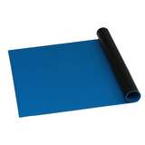 dark blue vinyl mat rolled up, black backing redirect to product page