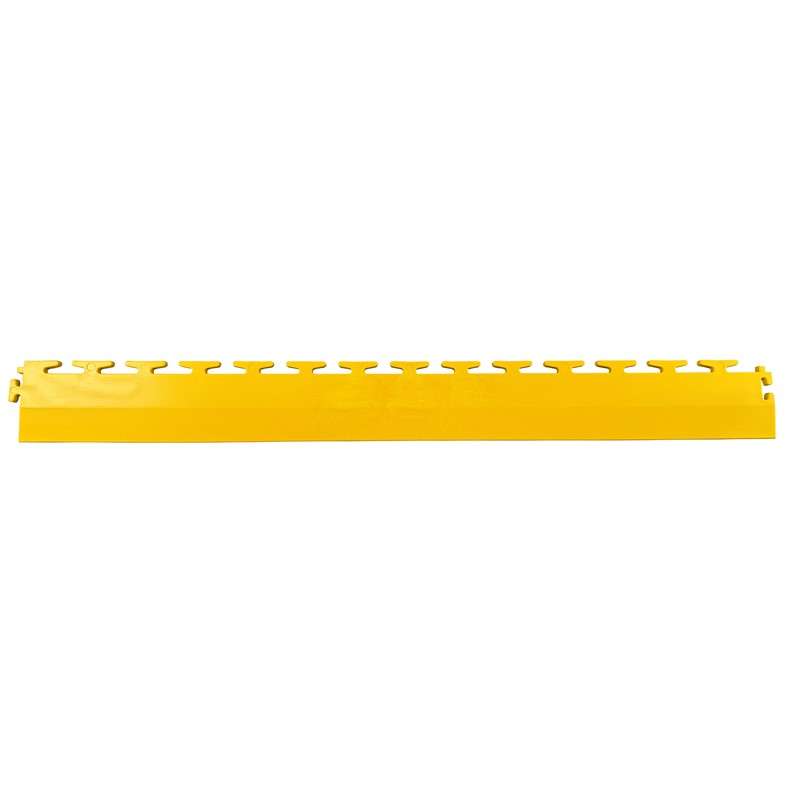Modular Conductive Interlocking Floor Tile, Transition Edge, Yellow, 24" X 2.5"