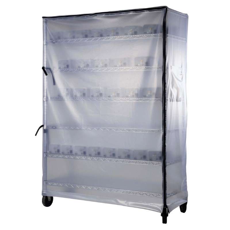 ESD-Safe Clear Dissipative Cart Cover with Document Pocket, Zipper Front and Hook and Loop Tie-Backs, 24 x 36 x 62"