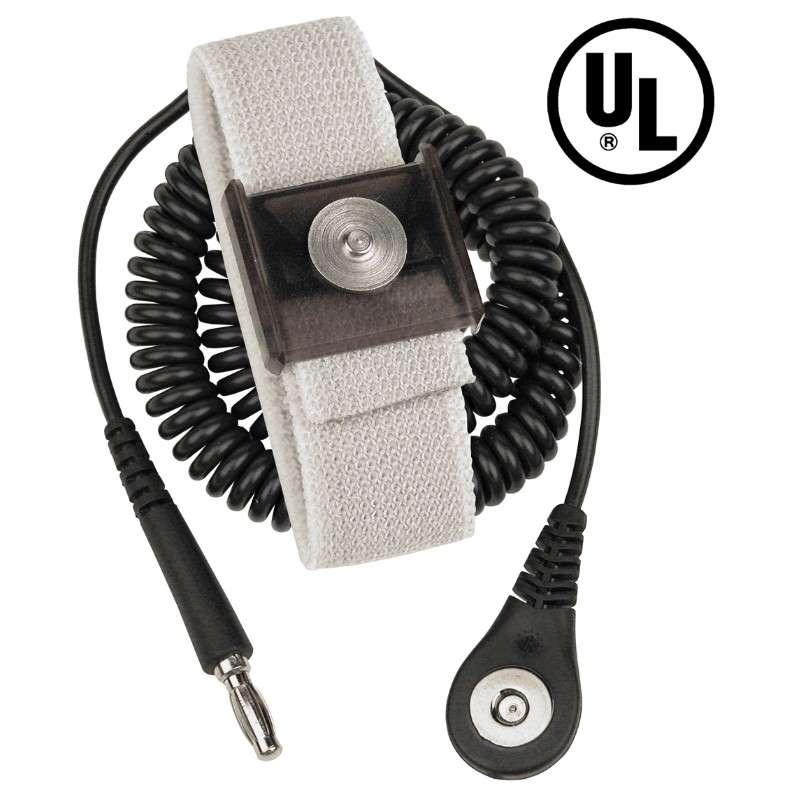 Jewel® MagSnap Elastic Adjustable Onyx Fabric Wrist Strap with 6' Coil Cord