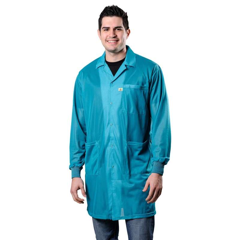 Statshield® ESD-Safe Lab Coat with Cuffs, Teal, X-Large, 40" Long