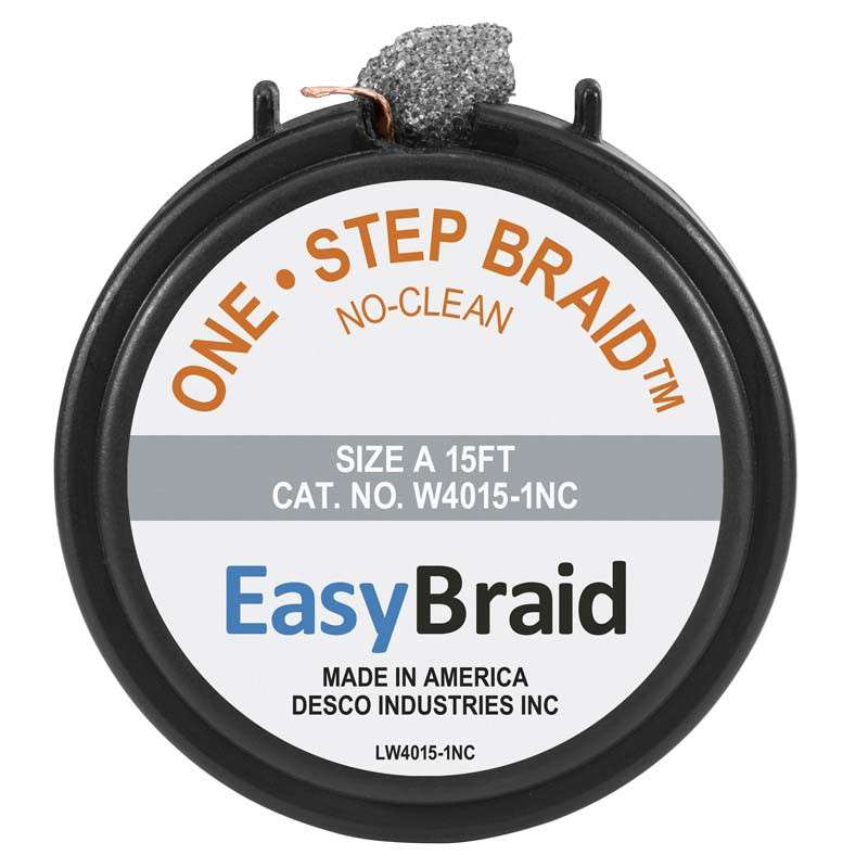 Cassette with #1, 0.25in x 15 ft, One Step Replacement No-Clean Braid Wick