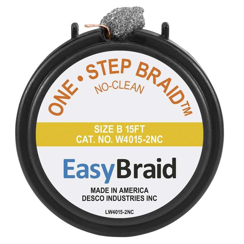Cassette with #2, 0.50in x 15 ft, One Step Replacement No-Clean Braid Wick