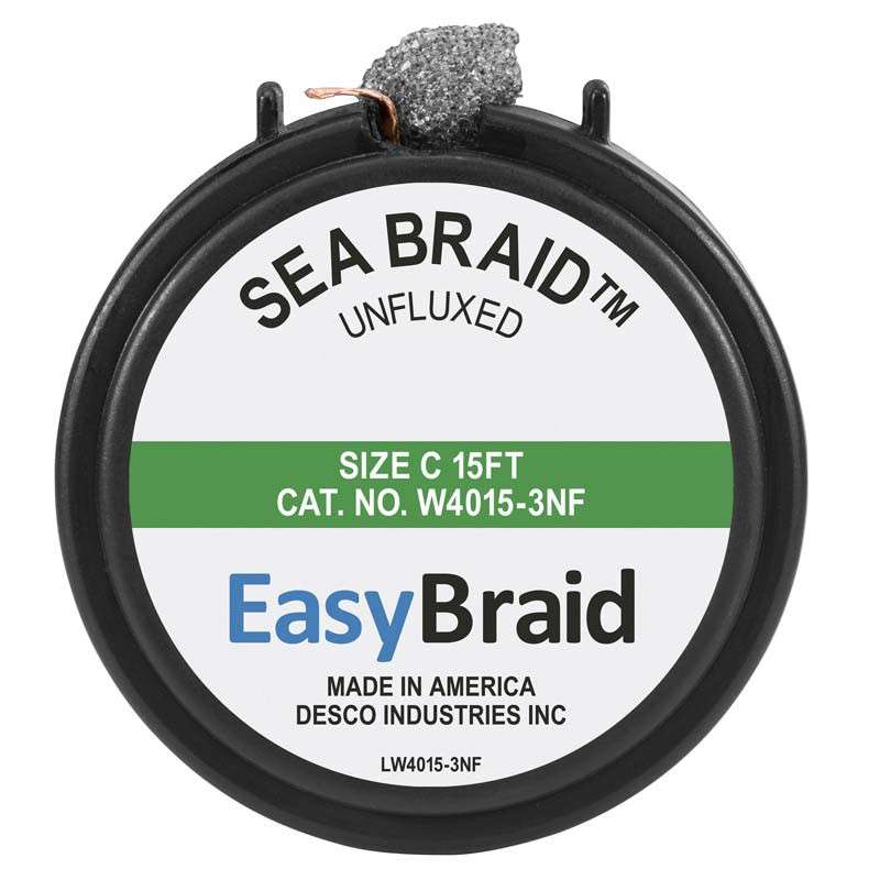 Cassette with #3, 0.75in x 15 ft, Sea Braid Replacement Unfluxed Wick