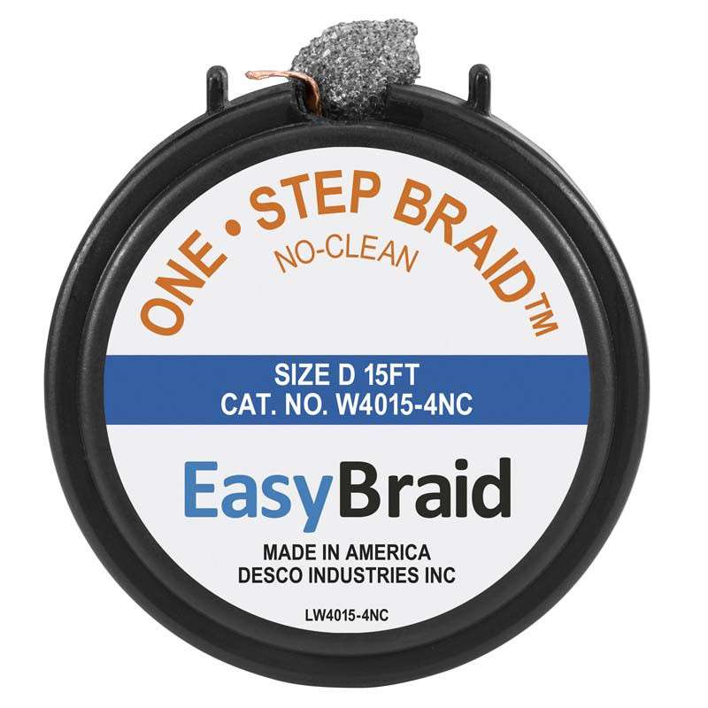 Cassette with #4, 0.100in x 15 ft, One Step Replacement No-Clean Braid Wick