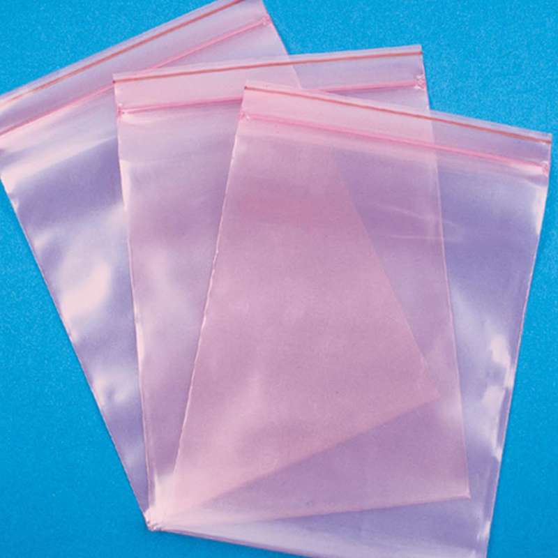 12" x 12" 4 mil Pink Anti-Static Zipper Bag, 1000 per Case