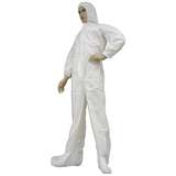 Cleanroom Disposable Coveralls with Attached Hood and Boots, White, X-Large, 25 per Case redirect to product page