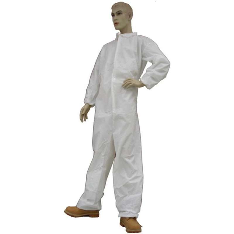 Disposable Polypropylene Coveralls with Collar and Elastic Wrist, White, 3X-Large, 25 per Case