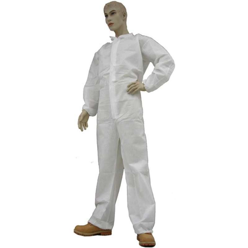 Disposable Polypropylene Coveralls with Collar, Elastic Wrist and Ankles, White, X-Large, 25 per Case