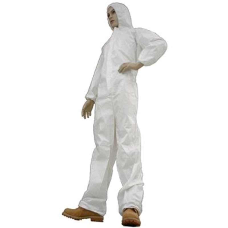 Cleanroom Disposable Coveralls with Attached Hood, White, 5X-Large, 25 per Case