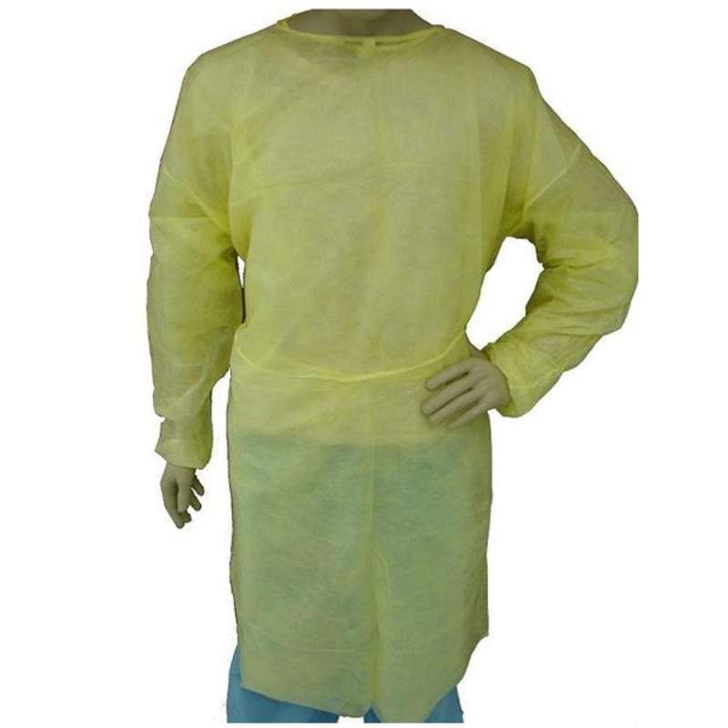 Disposable Polypropylene Full Length Isolation Gown with Elastic Wrists, Yellow, 2X-Large, 50 per Case