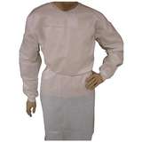 Disposable Polypropylene Full Length Isolation Gown with Knit Wrists and Thumb Straps, White, X-Large, 30 per Case redirect to product page