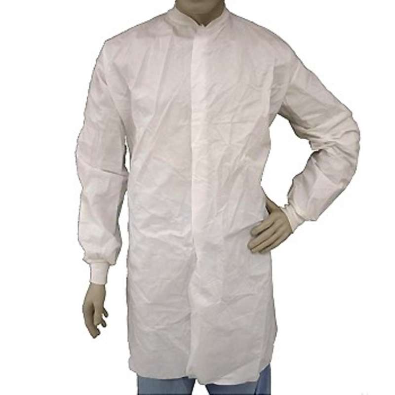 Cleanroom Disposable Lab Coat with Knit Wrist and Collar, White, 4X-Large, 30 per Case