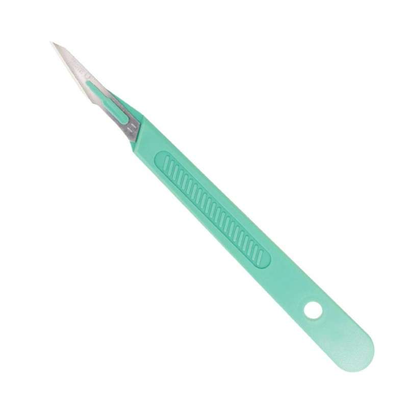 Scalpel, Disposable with #11 Blade, 10° Angled Stainless Steel/Polystyrene, Non-Sterile, Box of 100