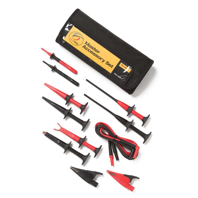 SureGrip® Industrial Test Lead Set with Insulated Test Probes in a Six Pocket, Roll-Up Pouch