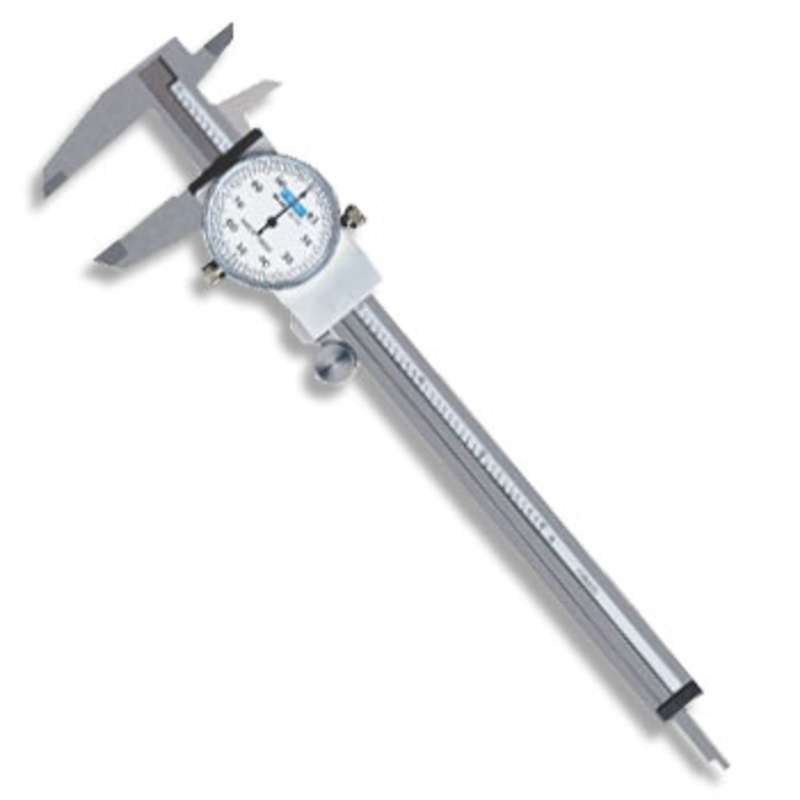 Hardened Stainless Steel Shockproof Dial Caliper with 4-Way Measuring, 0-6" Range and White Face Color
