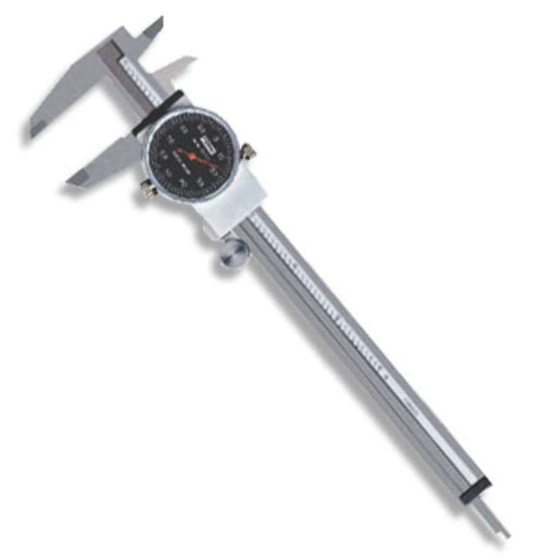 Hardened Stainless Steel Shockproof Dial Caliper with 4-Way Measuring, 0-6" Range and Black Face Color