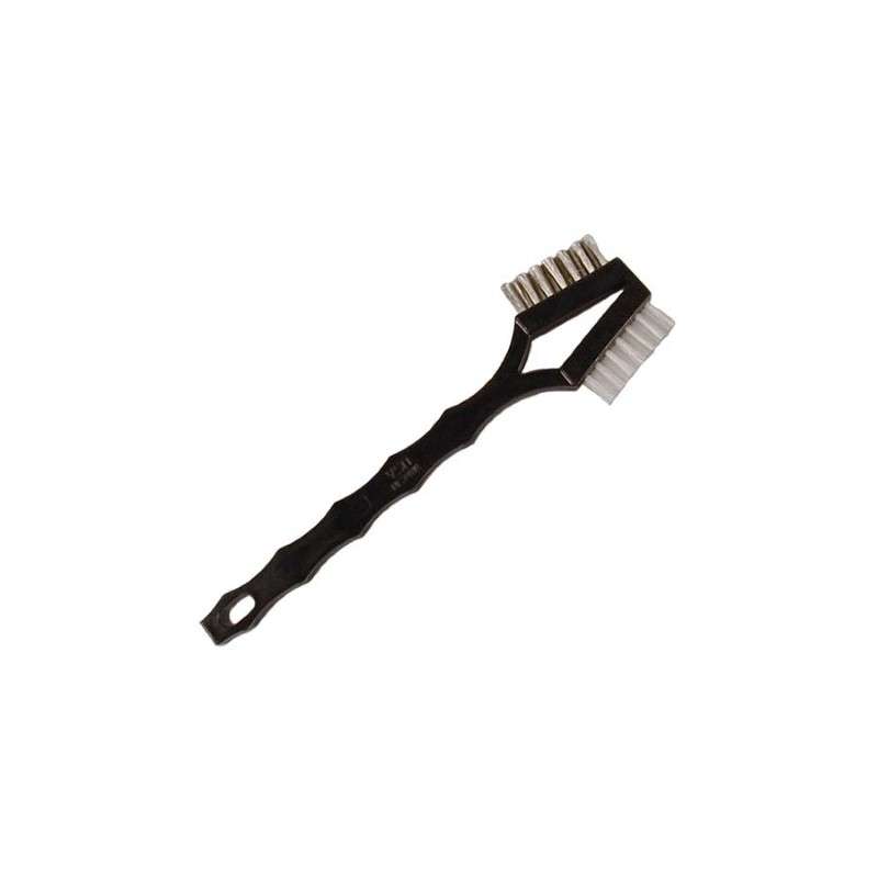 Scratch Brush, Toothbrush, Double Head, Stainless Steel/Nylon/Plastic, 7/16"