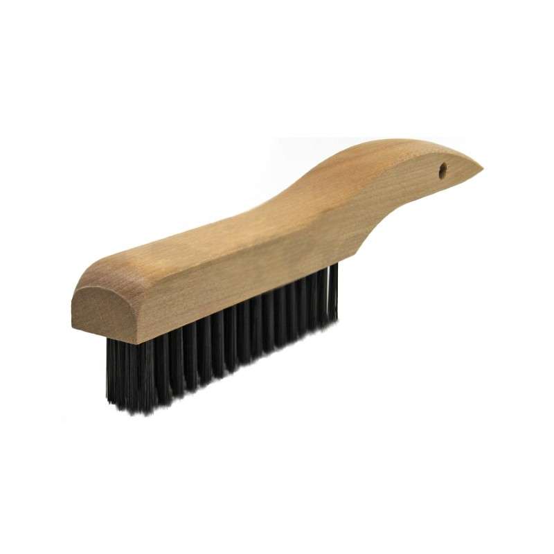 Scratch Brush, Shoe Handle, Anti-Static, Carbon Steel/Wood, 1-1/8", ESD