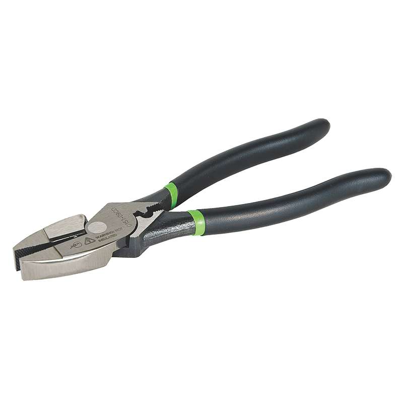 High Leverage Side Cutting Pliers with Serrated Jaws and Crimping Notch, 9-1/2" Long