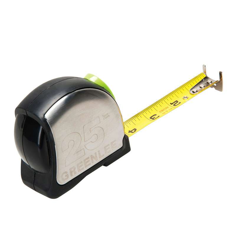 Black/Silver Double Sided Tape Measure with Power Return, 1" x 25'