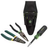 Basic Tool Kit with 8" Long Nose Pliers, Wire Stripper, 6-in-1 Screwdriver, and 4 Pocket Polyester Pouch redirect to product page