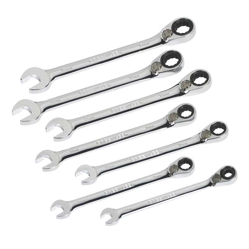 Metric Combination Ratcheting Wrench Set, 7 Piece