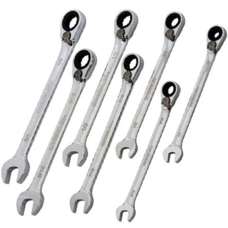 Combination Ratcheting Wrench Set, 7 Piece