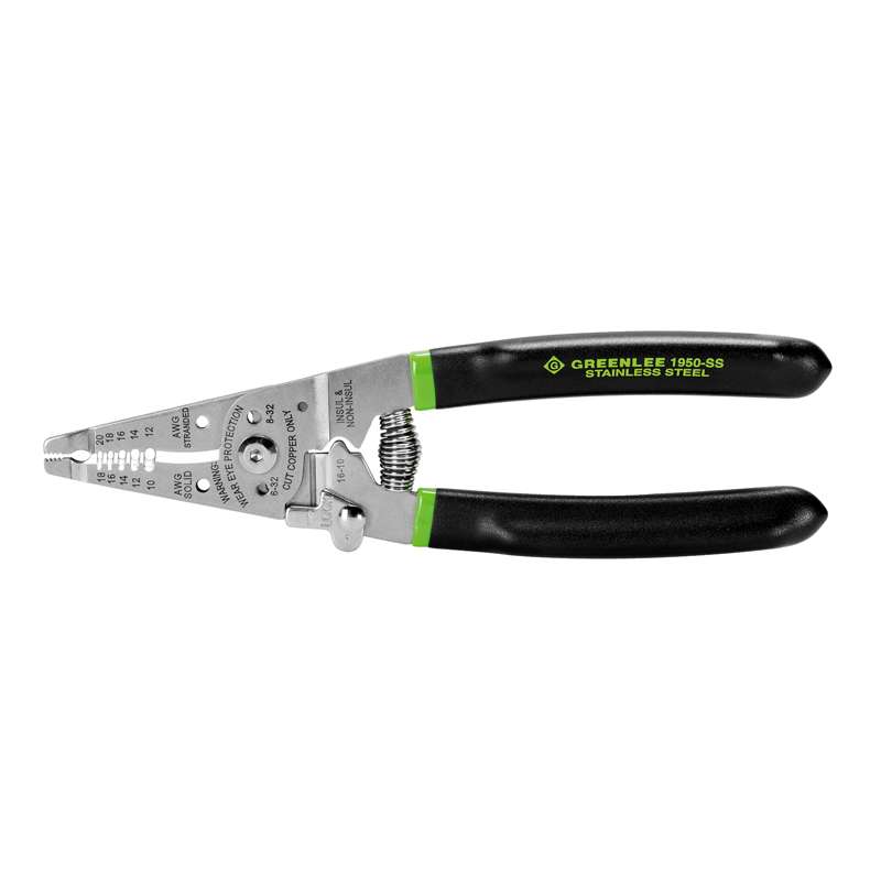Stainless Steel Wire Stripper 10 - 18 AWG Solid, 12 - 20 AWG Stranded with Ergonomic Fit Handle