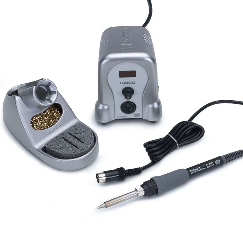 Digital Soldering Station with Rotary Encoder, Titanium Silver Housing