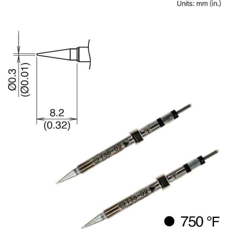 Conical Soldering Tip for Hakko FX-1003, 8.2mm x 0.3mm, 400°C/750°F