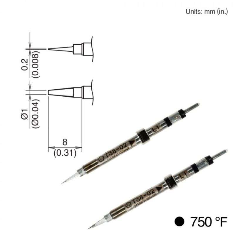 Chip Soldering Tip for Hakko FX-1003, 8mm x 1mm, 400°C/750°F