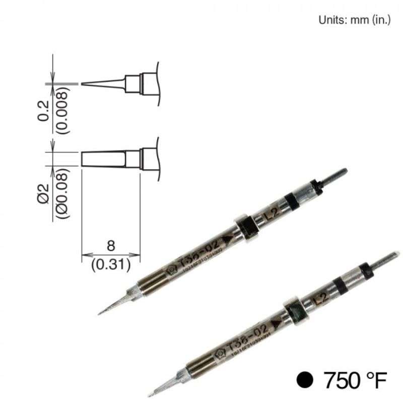 Chip Soldering Tip for Hakko FX-1003, 8mm x 2mm, 400°C/750°F