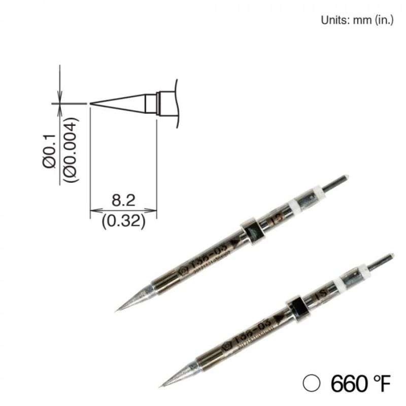 Conical Soldering Tip for Hakko FX-1003 Micro, 8.2mm x .1mm, 350°C/660°F