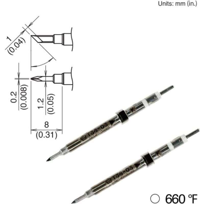 Knife Soldering Tip for Hakko FX-1003, 8mm x 1.8mm, 350°/660°F