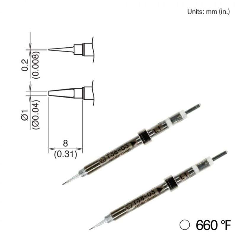 Chip Soldering Tip for Hakko FX-1003, 8mm x 1mm, 350°/660°F